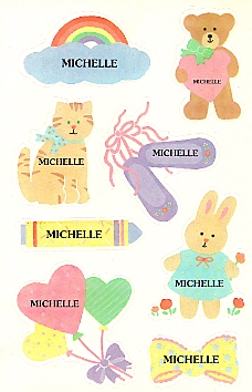 girl stickers with cat and bunny