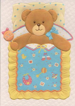 bear with rattle and blanket