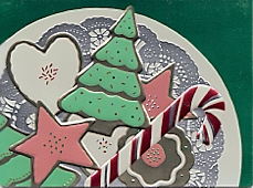 foil plate of decorated cookies