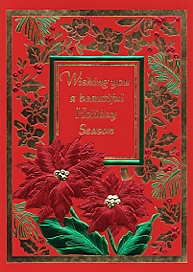 red foil poinsettia on red background