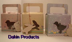 easter gift boxes with bunny, rabbit, and duck