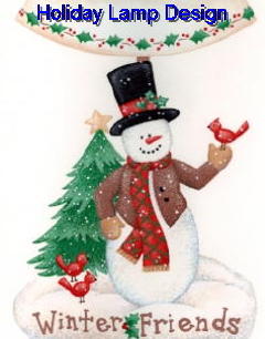 snowman, tree, and bird